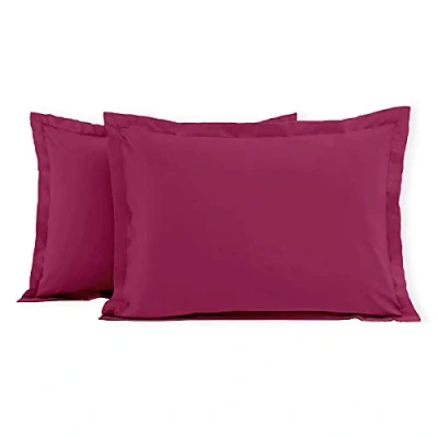 Immagine di Home Linge Passion Lot de 2 Taies d&#039;oreiller 100% Coton 57 Fils 50 x 70 cm Finition Oxford (Volant Plat Piqué) Fuchsia Baïkal