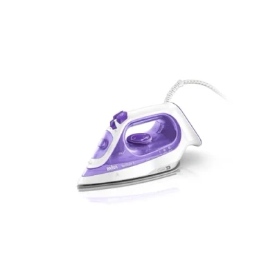 Immagine di Braun TexStyle 3 SI3042VI Ferro da Stiro a Vapore con 4 Anni di Assistenza, 2350 W, Piastra in SuperCeramic, Riscaldamento rapido, Punta Precisione, Getto 160g/min, Bianco/Viola