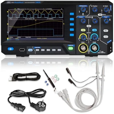 Immagine di PeakTech 1401, oscilloscopio di memoria digitale, 2 canali, 10 MHz, 100 MS/s, interfaccia USB, software PC, P nero