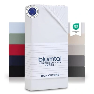 Immagine di Blumtal lenzuolo con angoli piazza e mezza in cotone 135g/m² lenzuola letto sotto 140x200cm materasso di 20cm bianco