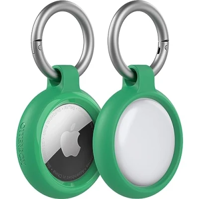 Immagine di Custodia OtterBox Sleek per AirTag, antishock e cadute, protezione Ultra sottile Rugged Apple AirTags con moschettone, Verde