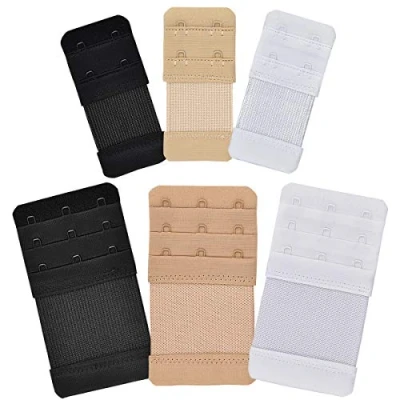 Immagine di Fodlon 6pcs Prolunga Reggiseno 3 Ganci Nero/Bianco/Beige, Estensione del 2 per Femmina e Incinta Persone in Sovrappeso Ridurre la Pressione