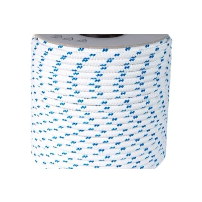 Immagine di Corda Treccia mare Multiuso Antica Corderia Marra fai da te, garden, mm 10, 100 m, bianca con segnalino azzurro, stabilizzato ai raggi U.V. resistente a intemperie e agenti atmosferici.