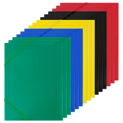 Immagine di CASMIGC 15 Pezzi Cartelline Portadocumenti, Lembi con Elastici Angolari, Cartella Elastica di Plastica per Din A4, 2 Scomparti in Gomma, Documenti, Riunioni, Forniture Ufficio