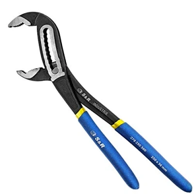 Immagine di S&amp;R Chiave a Pappagallo Professionale. Pinza Regolabile 250 x 36 mm. Per Tubi Viti Esagonali e Quadrate. Blu In acciaio al cromo vanadio fosfatato.