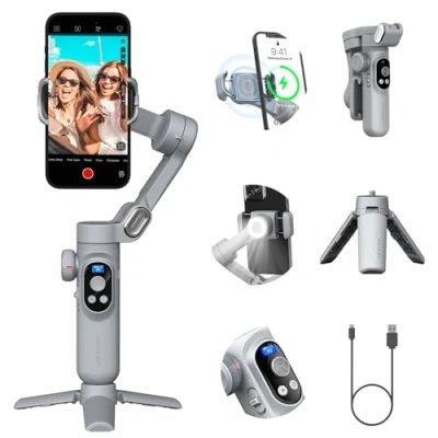 Immagine di stabilizzatore cardanico per smartphone con schermo OLED, professionale a 3 assi telefono cellulare iPhone 15 14 13 12 11 Pro/Max/Xs Galaxy S23 AOCHUAN SMART X Pro
