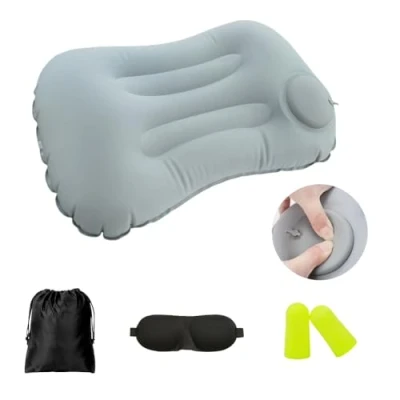 Immagine di cuscino gonfiabile da campeggio a compressione, ultraleggero, ultraleggero per supporto lombare campeggio, escursioni, spiaggia, pesca