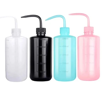 Immagine di Flacone di lavaggio sicurezza in plastica da 500 ml, 4 colori laboratorio con etichette a bocca stretta e scala, bottiglia per irrigazione succulenta piante fiori, confezioni