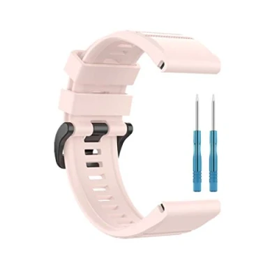 Immagine di Huabao 26mm Silicone Cinturini Compatibile con Garmin Fenix 6X/Fenix 6X PRO/Fenix 5X/Fenix 5X Plus/Fenix 3 HR/Fenix (Rosa Chiaro)