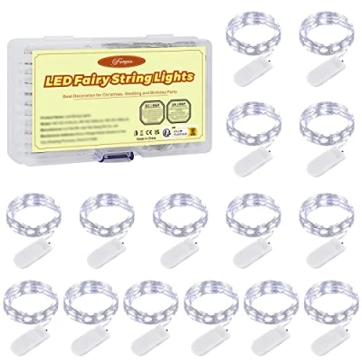 Immagine di Stringa Luci LED a Batteria, 15 Pezzi Impermeabile 20 2M Mini Lampada Fili di Rame Bianco Freddo per Interni ed Esterni, Natalizi, Matrimoni, Feste Compleanno, Decorazione da Giardino
