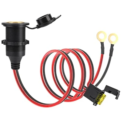 Immagine di Dongge presa accendisigari ad alte prestazioni, impermeabile, grado marino, 12 V/24 V, per accendini A corrente continua, barca, moto, auto, con cavo di collegamento da 1 m, 2,5 mm², 20