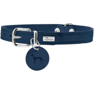 Immagine di HUNTER AALBORG Collare per cani in pelle, semplice, resistente, confortevole, 52 (M), blu scuro