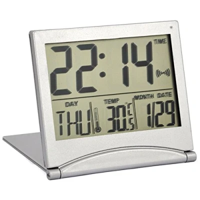 Immagine di TRIXES Orologio da tavolo Argento Display LCD digitale Funzione sveglia e snooze