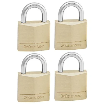 Immagine di Master Lock 130EURD Confezione da 4 Lucchetti con Chiavi in Ottone, Oro, 4.9 x 3 1.2 cm