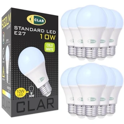 Immagine di CLAR Lampadine LED E27 Luce Fredda, Lampadina E27, Lampade LED, 10W (Pack 10)