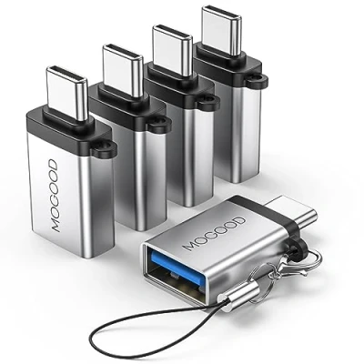 Immagine di MOGOOD adattatore da USB C a USB, convertitore di maschio 3.0 femmina compatibile con computer portatili, Tipo (5 Pack, Argento)