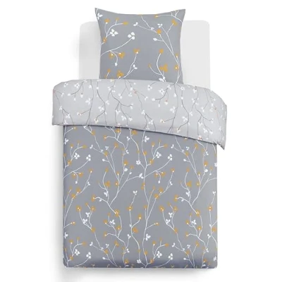 Immagine di VISION Set copripiumino reversibile Freya 140 x 200 cm con 1 federa per cuscino letto singolo 100% cotone …
