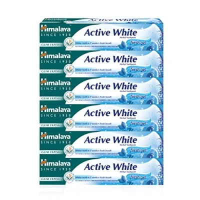 Immagine di Himalaya Active White Fresh Gel, Herbal Formulation with Plant Enzyme Technology for Whiter Teeth, 75 ml (6 Pack)