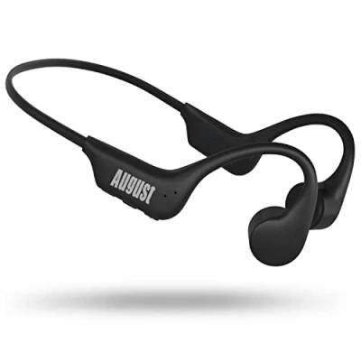 Immagine di August Cuffie Conduzione Ossea Bluetooth e MP3 Openear con Memoria EP400 Bone conduction microfono, IP68 Impermeabili Multipoint per Running Sport Waterproof Wireless Bici Ciclismo Nero