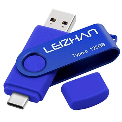 Immagine di LEIZHAN Chiavetta USB Tipo C 128GB,Flash Drive 3.0 OTG Memory Stick per Huawei Samsung Telefono Android PC Blu