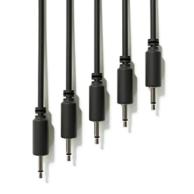Immagine di ExcelValley 5 Pack Cavi Modulari Patch Mono TS 3,5mm 1/8&quot; Eurorack Sintetizzatore [Nero 10 cm 4&quot;]