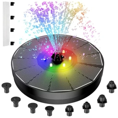 Immagine di iLogic fontana solare a LED con pompa per laghetto energia solare, fontana, da giardino, galleggiante LED, un giardino