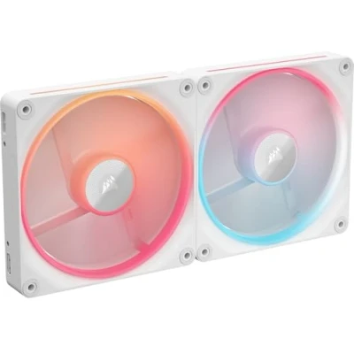 Immagine di CORSAIR iCUE LINK LX140 R RGB 140mm Ventole PWM Invertite Kit Doppia Ventola Basso Rumore, Cuscinetto Magnetico a Cupola, Doppio Anello Luminoso, Viti QuikTurn™, Modalità Zero RPM Bianco