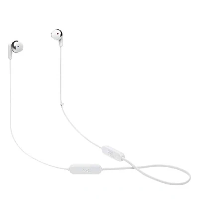 Immagine di JBL Tune 215 Auricolari Bluetooth senza fili, con microfono a 3 pulsanti, telecomando e cavo piatto, colore: Bianco