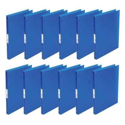 Immagine di Q Connect KF02918 Raccoglitore ad anelli, formato A4, 4 16 mm, in pellicola PP trasparente, dorso da 22 sottile, 12 pezzi, colore: blu trasparente