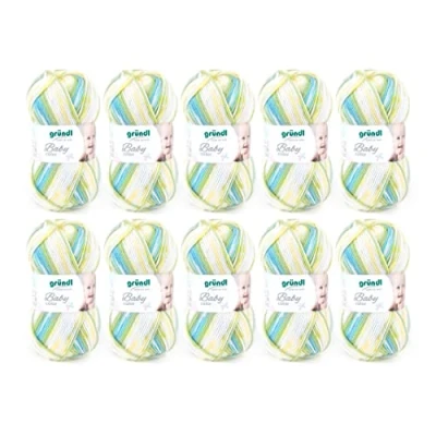 Immagine di Gründl Baby color (filato per maglieria e uncinetto nell’aspetto “lana, 70 % poliacrilico 30 poliammide, 50 g / 150 m, spessore del ferro: 3,5 4,5, 10 x g), green Multicolor