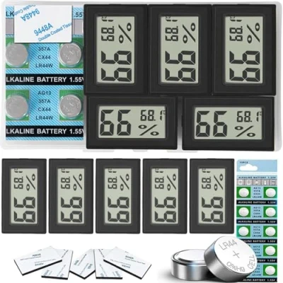 Immagine di Vaikby Termometro Igrometro Digitale per Interni Monitoraggio Accurato di Temperatura e Umidità con Design Affidabile Elegante Ideale Casa, Ufficio, Serra, Garage Asilo Nido (Confezione da 5)