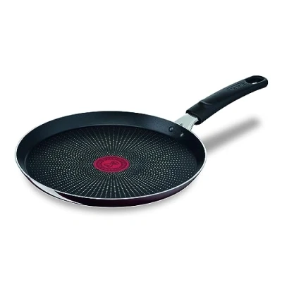 Immagine di TEFAL D52210 Resist Intense crepiera da 25 cm, antiaderente, protezione Flame Protect, resistente, con segnale termico, forma ideale, facile pulire, sicura, colore bordeaux