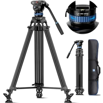 Immagine di SIRUI AM 25S Treppiede Video, 190cm Video Treppiedi, Professionale per Carichi Pesanti con Testa Fluida di Smorzamento Regolabile DSLR, Videocamera, Fotocamera, Carico Massimo 10KG