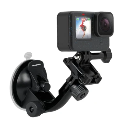 Immagine di Sametop Supporto Ventosa Auto Cruscotto per Parabrezzo e Finestra Compatibile con Gopro Hero 13, 12, 11, 10, 9, 8, 7, 6, 5, 4, Session, 3+, 3, 2, 1, Max, DJI Osmo La Maggior Parte delle Action Cam