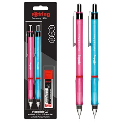 Immagine di Rotring Visuclick 2 Matita Portamine, Mina 0.7 HB 24 pezzi, mm, Rosa/Blu