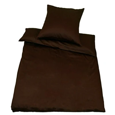 Immagine di Kinzler Biancheria da Letto in Raso di Cotone Uni, Modern, Diversi Colori/Misure, Cotone, Marrone, 40x80 + 155x200 cm