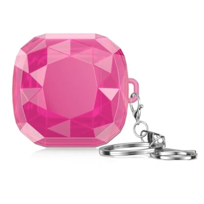 Immagine di kwmobile Custodia Rigida Cuffie in Ear Compatibile con Samsung Galaxy Buds 2 PRO/Buds / Live/Buds PRO Cover Design a Taglio Vivo Portachiavi Trasparente Trasparente/Rosa