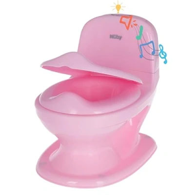 Immagine di Nuby My Real Vasino per imparare a usare il vasino, con pulsante di scarico e suono realistico, bambini bambini, colore: rosa