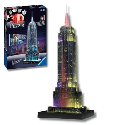 Immagine di Ravensburger 3D Puzzle Empire State Building Night Edition con Luce, New York, 216 Pezzi, 8+ Anni