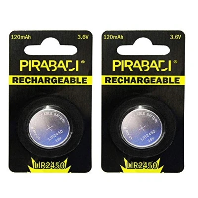 Immagine di Set di 2 batterie a bottone ricaricabili LIR2450 3,6 V LI ION Coin Battery LIR 2450 Batteria Sostituiscono le CR2450 non