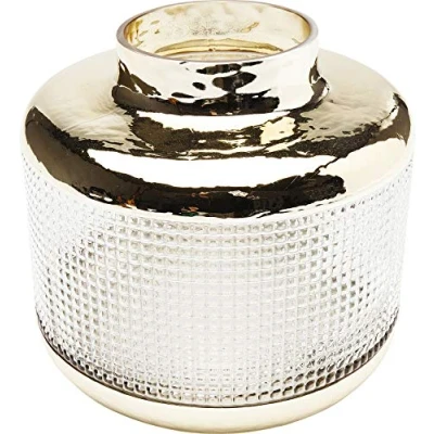 Immagine di Kare Desing vaso La Noble, vetro trasparente/oro, fatto a mano, per fiori, decorazione casa elegante/matrimonio/ceremonie, 19x20x20cm