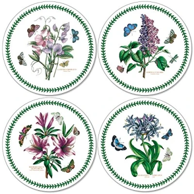 Immagine di Portmeirion Botanic Garden Tovagliette Rotonde S/4 (m), Tavola con Retro in Sughero, Multicolore, 4 unità
