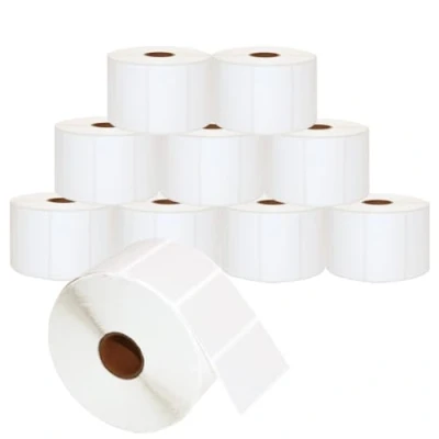 Immagine di DOREE 10 rotoli di etichette termiche dirette bianche, 57 x 32 mm, per stampa termica Zebra GK420D, GX420D, GK420T, 1500 rotolo, nucleo da 25 nero su bianco