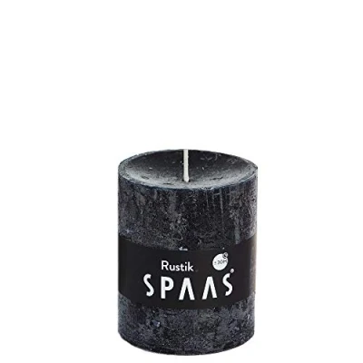 Immagine di Spaas Nero 8 Candele rustiche Non profumate 68, 30 Ore, Cera di paraffina, D 68 mm x H 80