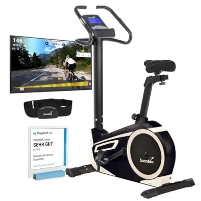 Immagine di skandika ergometer Morpheus, Fitness Bike, Cyclette con Bluetooth, Cardiofrequenzimetro, 32 Regolabile Resistenza Impostazione e Computer Multifunzione Calorie bruciate, Battito Cardiaco