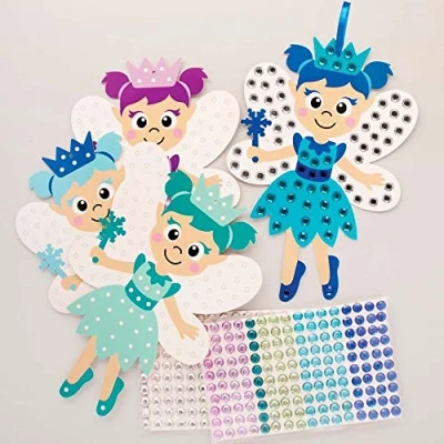 Immagine di Baker Ross FE865 set di 3 pezzi per creare immagini personalizzate, gemme autoadesive, fata invernale