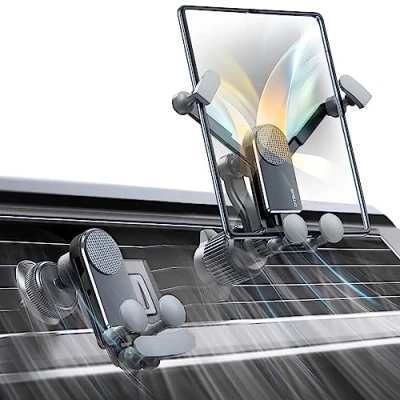 Immagine di xuenair Z Fold 5 supporto per auto in alluminio, universale a gravità Samsung Galaxy 4 3 2 Phone 15 14 Pro Max 4.7 8&quot; Phones Nero