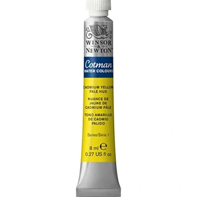 Immagine di Winsor &amp; Newton Cotman 8840087 colore ad acquerello, colori vivaci di alta qualità con ottime caratteristiche lavorazione, tubo da 8 ml, giallo cadmio chiaro