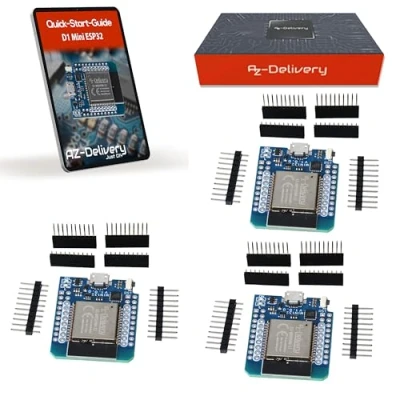 Immagine di AZDelivery 3 x Scheda di sviluppo D1 Mini NodeMCU ESP32 WiFi E Bluetooth BLE, compatibile con Arduino incluso Book!