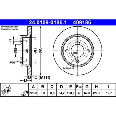Immagine di ATE 24.0109 0186.1 Disco freno 228,0 9,0 4 100,0 pieno rivestito SUZUKI: SWIFT 5
